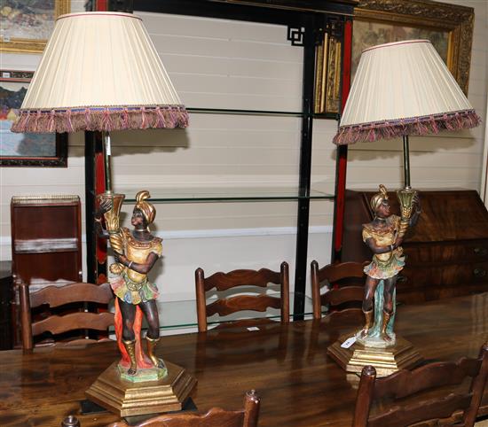 A pair of Blackamoor table lamps